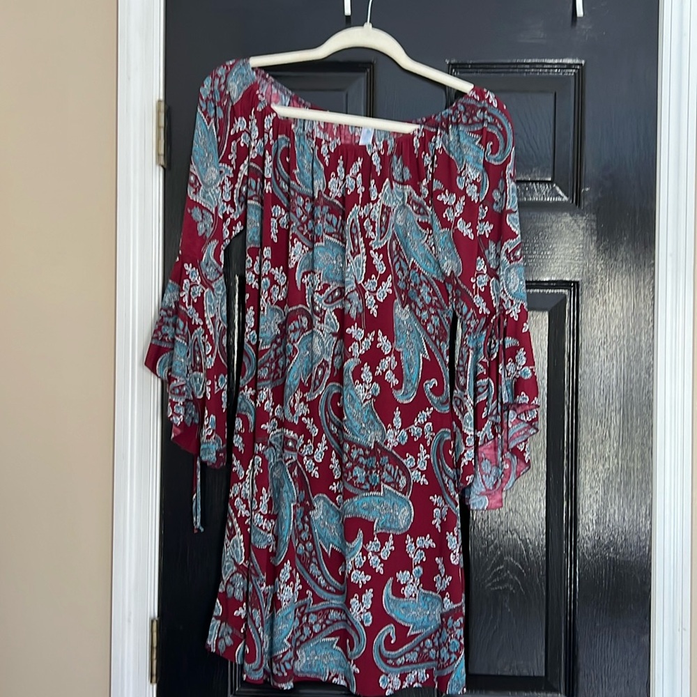 Maroon Floral Print Dress